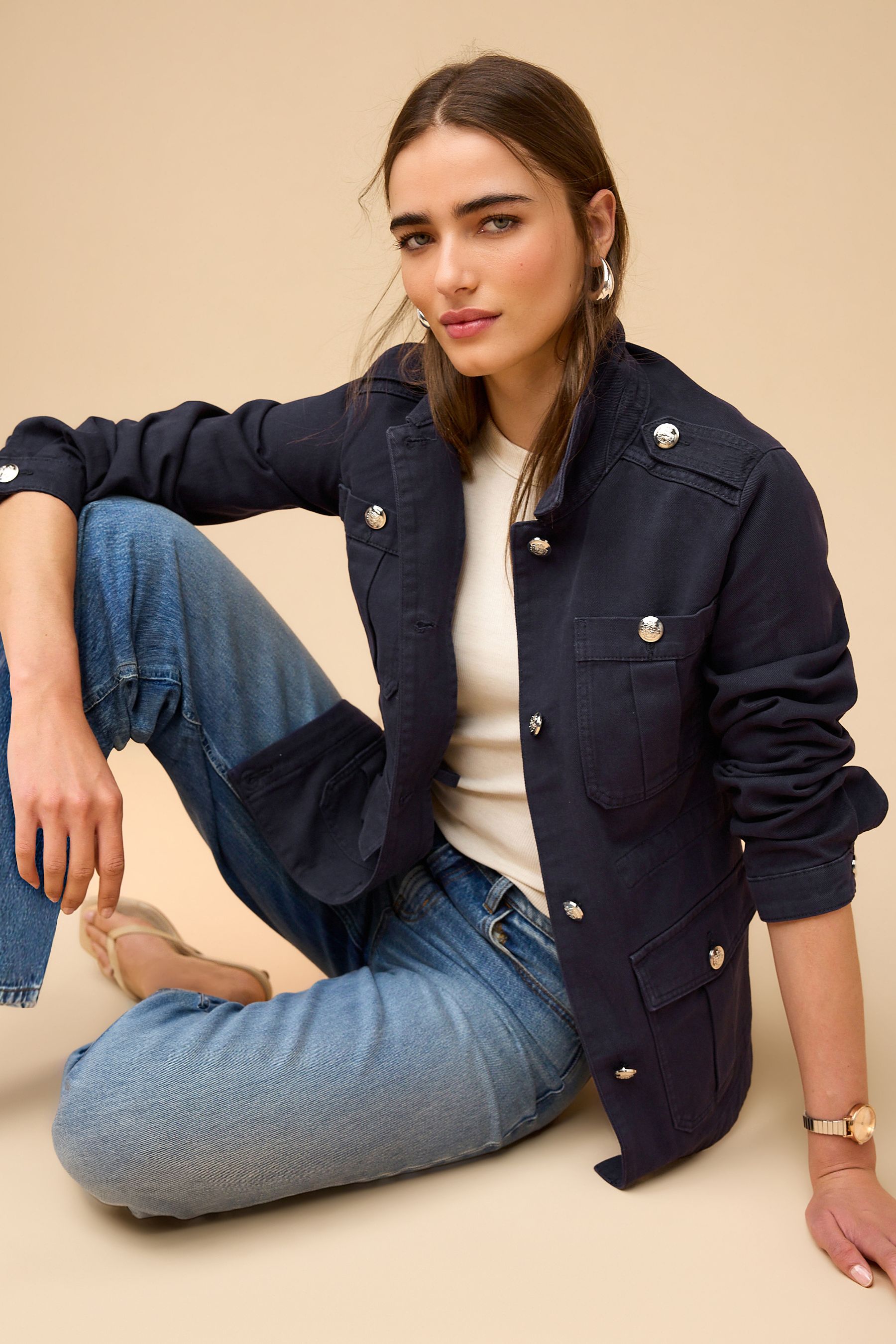 Buy Navy Cotton Utility Jacket from Next Austria