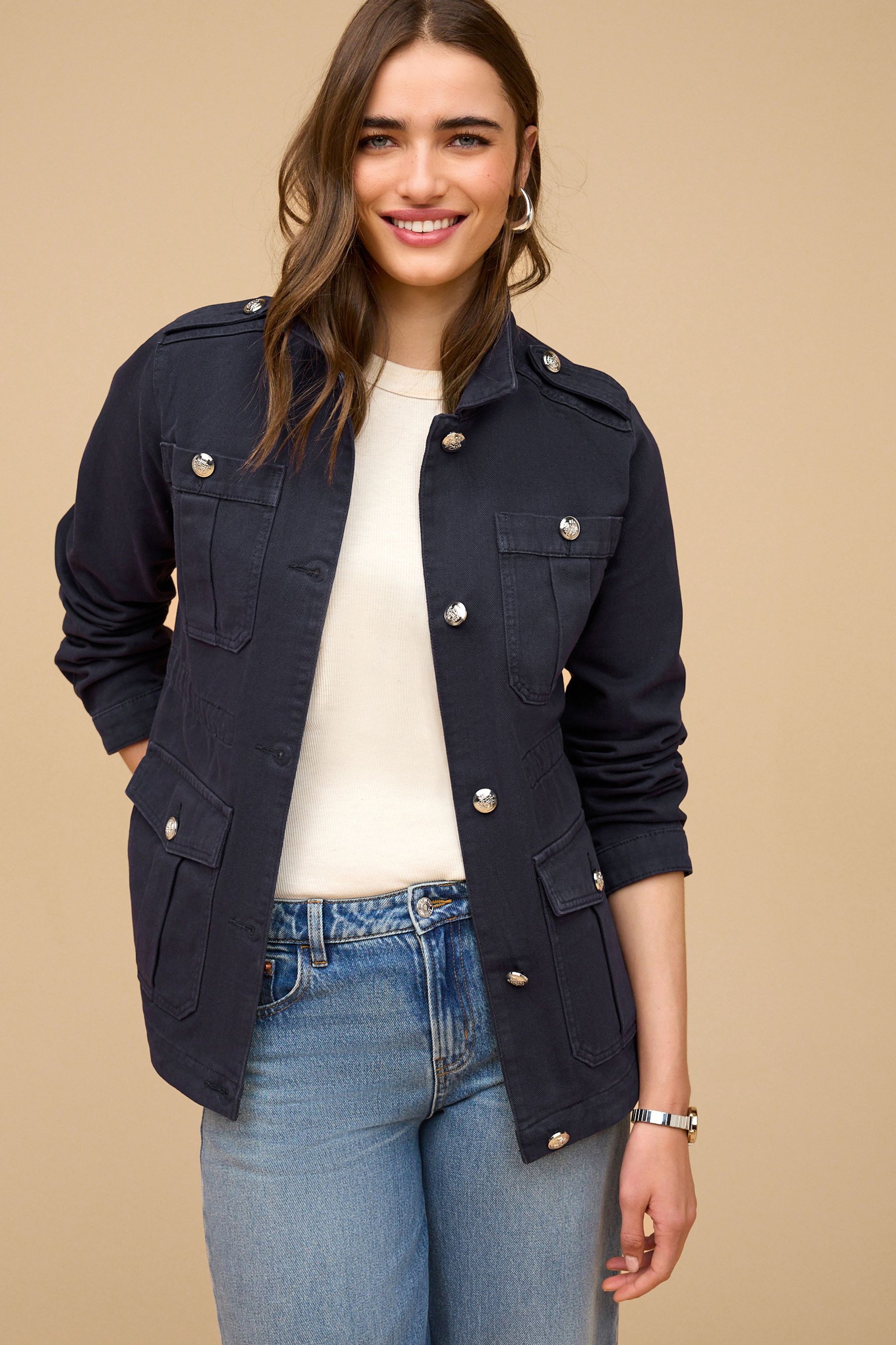 Navy cargo jacket hotsell