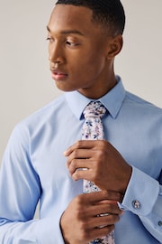 Light Blue/Light Pink Floral Occasion Shirt And Tie Pack - Image 4 of 7