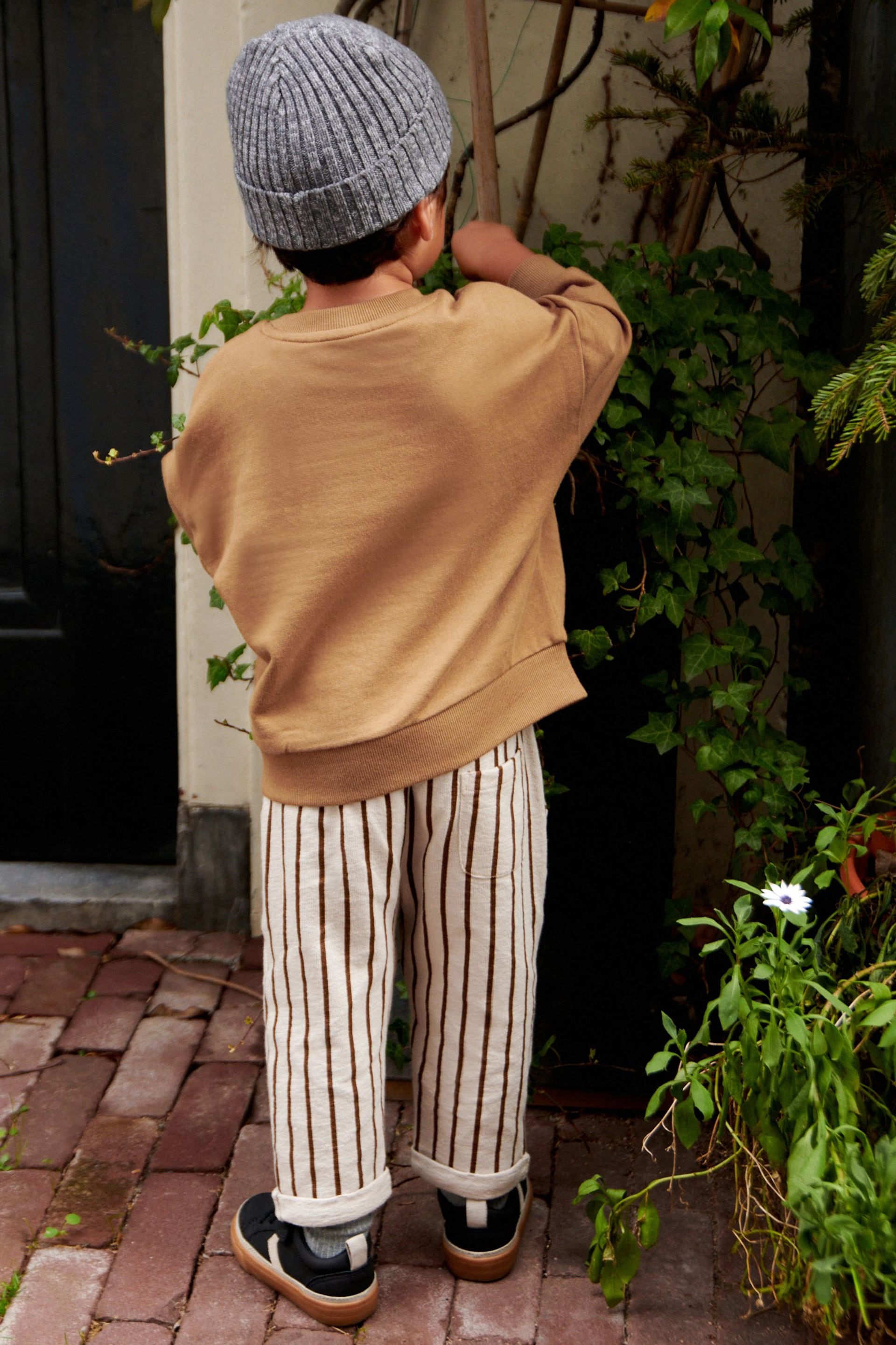 Ecru Cream/Brown Sweatshirt And Stripe Joggers Set (3mths-7yrs) - Image 4 of 7
