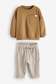 Ecru Cream/Brown Sweatshirt And Stripe Joggers Set (3mths-7yrs) - Image 5 of 6