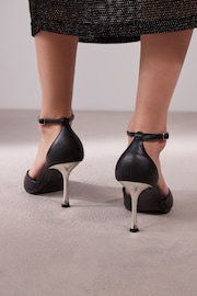 Black Forever Comfort® T Bar Metallic Heel Shoes - Image 4 of 10
