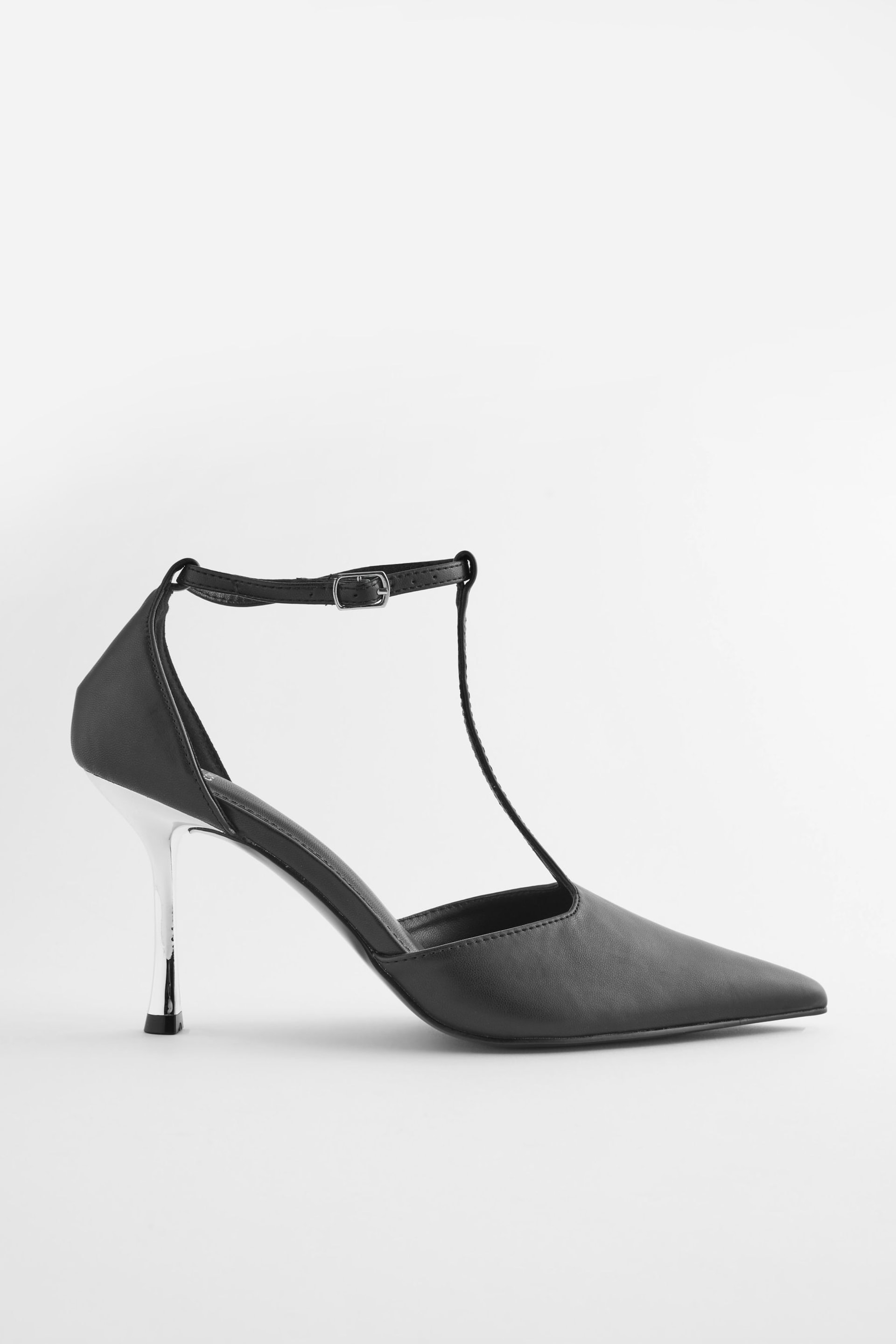 Black Forever Comfort® T Bar Metallic Heel Shoes - Image 5 of 10
