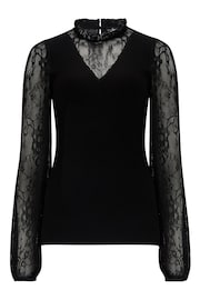 Pour Moi Black Dakota Lace Sleeve Knit Jumper with LENZING™ ECOVERO™ Viscose - Image 3 of 4