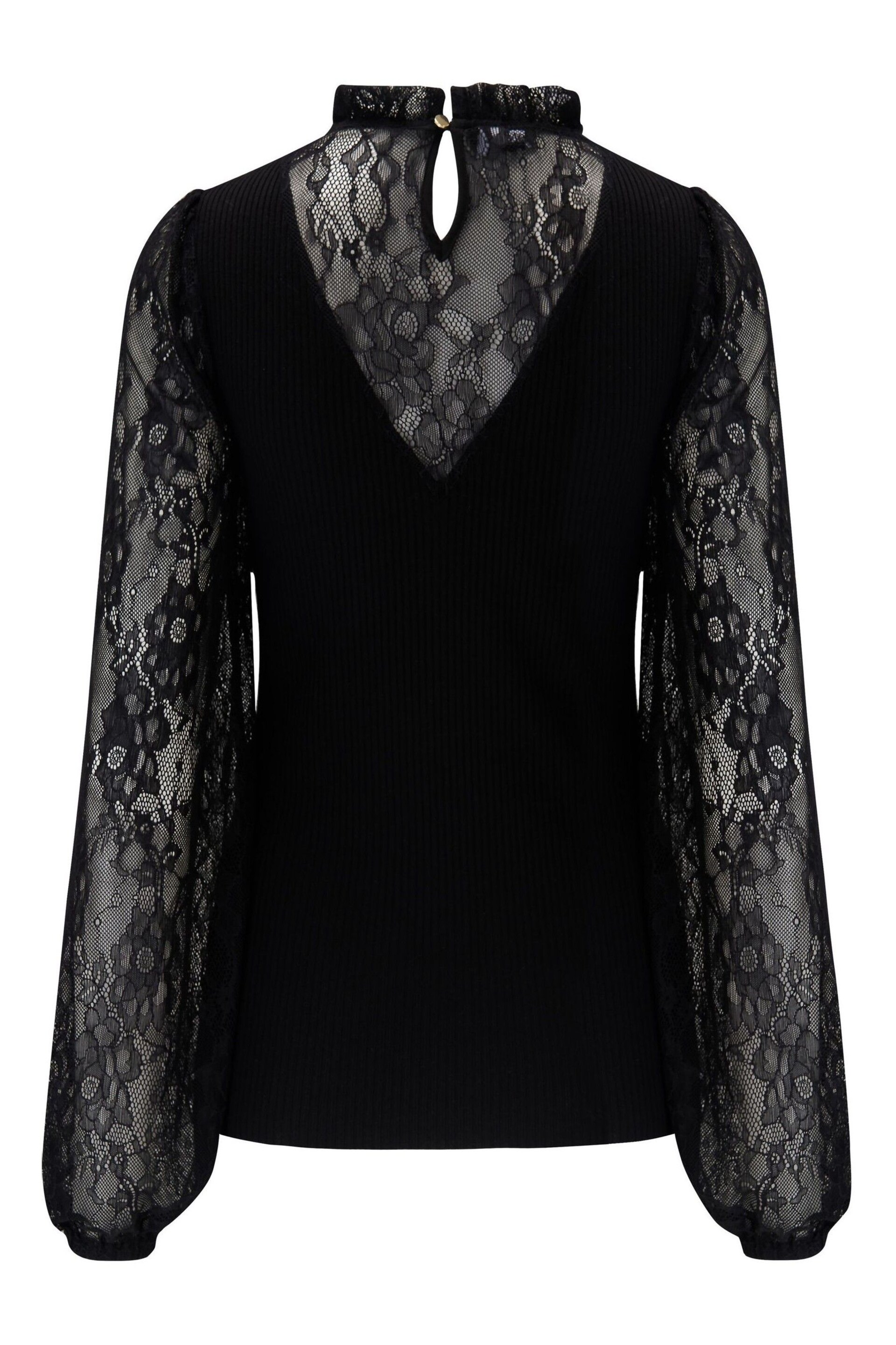 Pour Moi Black Dakota Lace Sleeve Knit Jumper with LENZING™ ECOVERO™ Viscose - Image 4 of 4