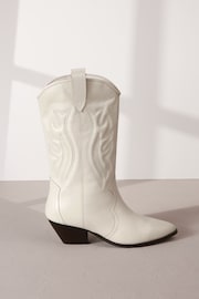 White Signature Leather Forever Comfort® Stitched Western Boots - Image 5 of 9