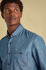 Joules Chambray Blue Classic Fit Shirt - Image 6 of 6