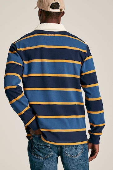 Joules Onside Navy/Yellow Striped Rugby Shirt