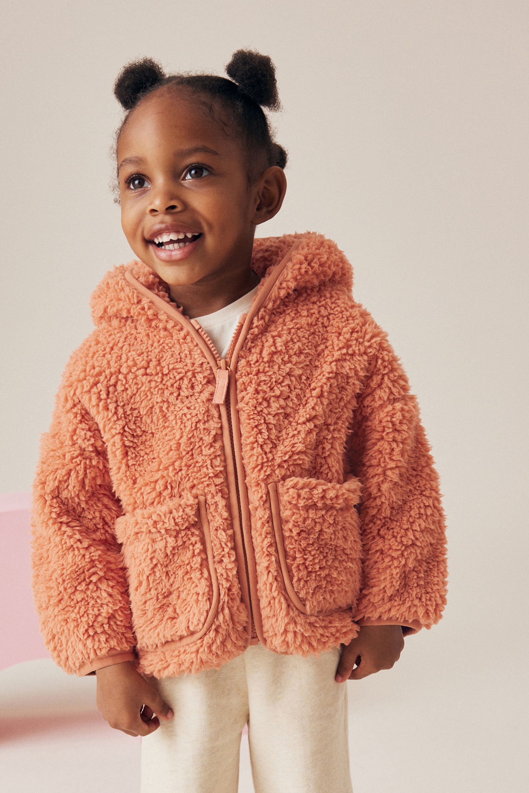 NEXT Orange Hooded Zip Fleece Jacket 3mths 7yrs 5 6 Yrs Girls