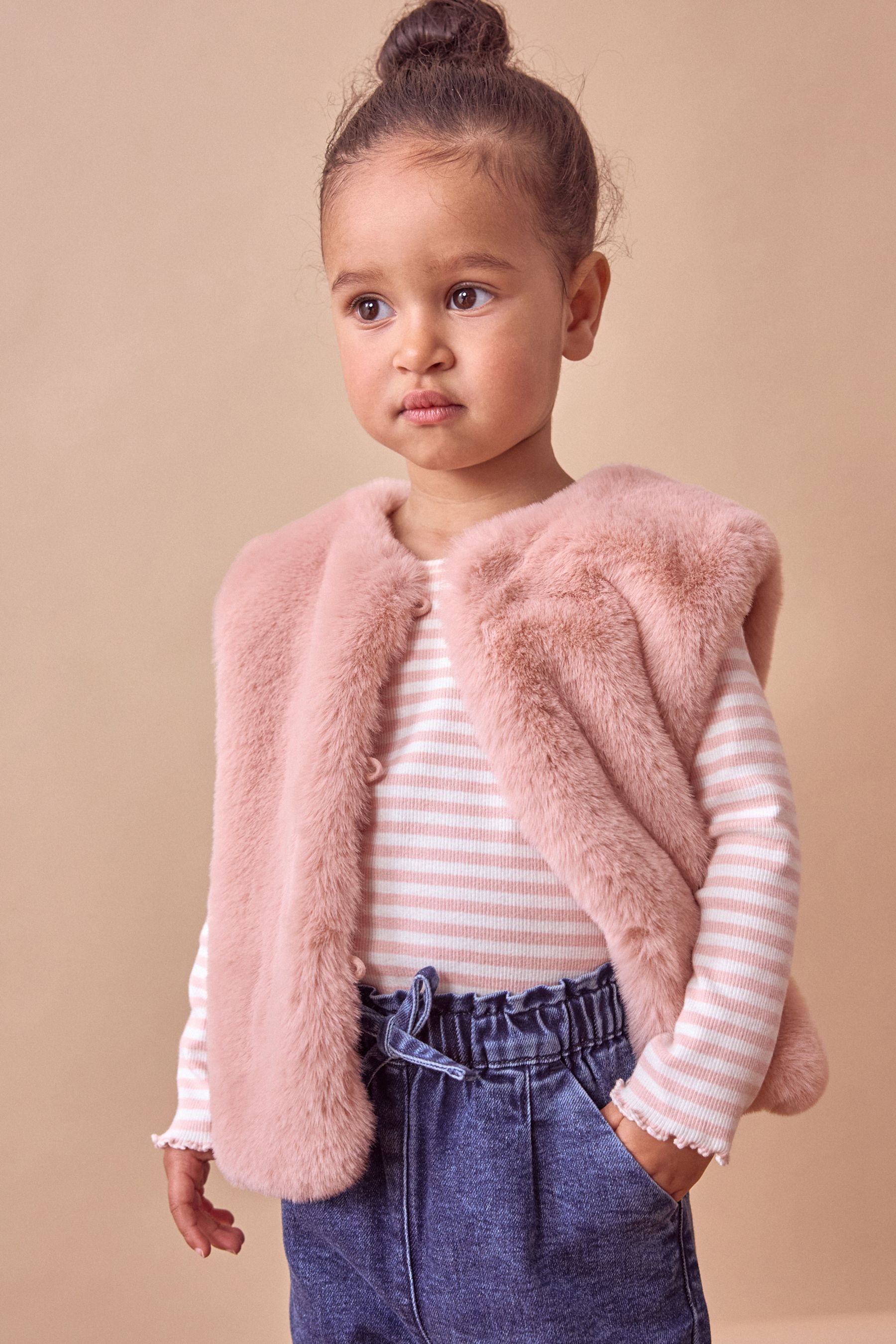 Pink fur gilet online