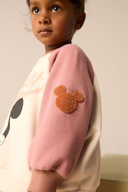 Pink/Cream Mickey Mouse Sweatshirt and Wide Leg Joggers Set (3mths-7yrs) - Image 3 of 3