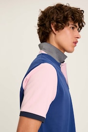 Joules Woody Blue Colour Block Regular Fit Cotton Pique Polo Shirt - Image 5 of 7