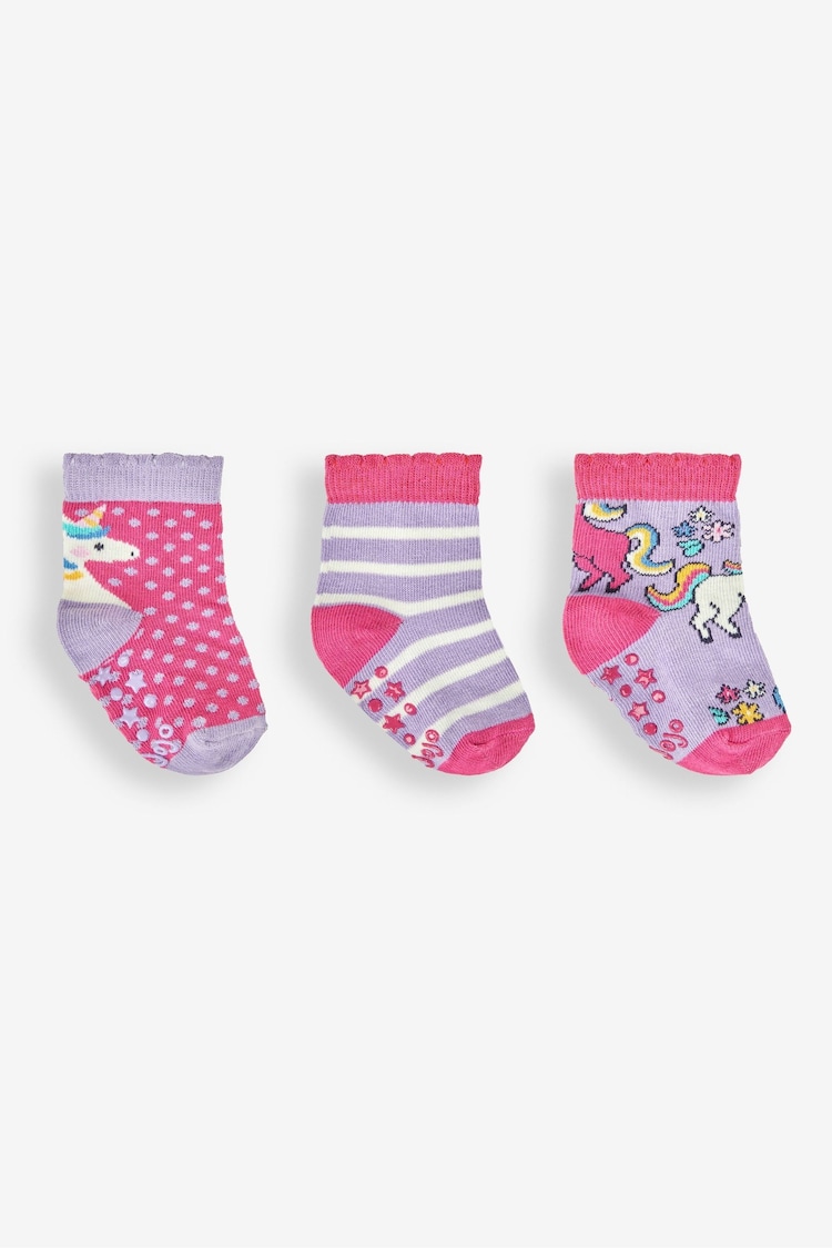 JoJo Maman Bébé Lilac 3-Pack Unicorn Socks - Image 1 of 5