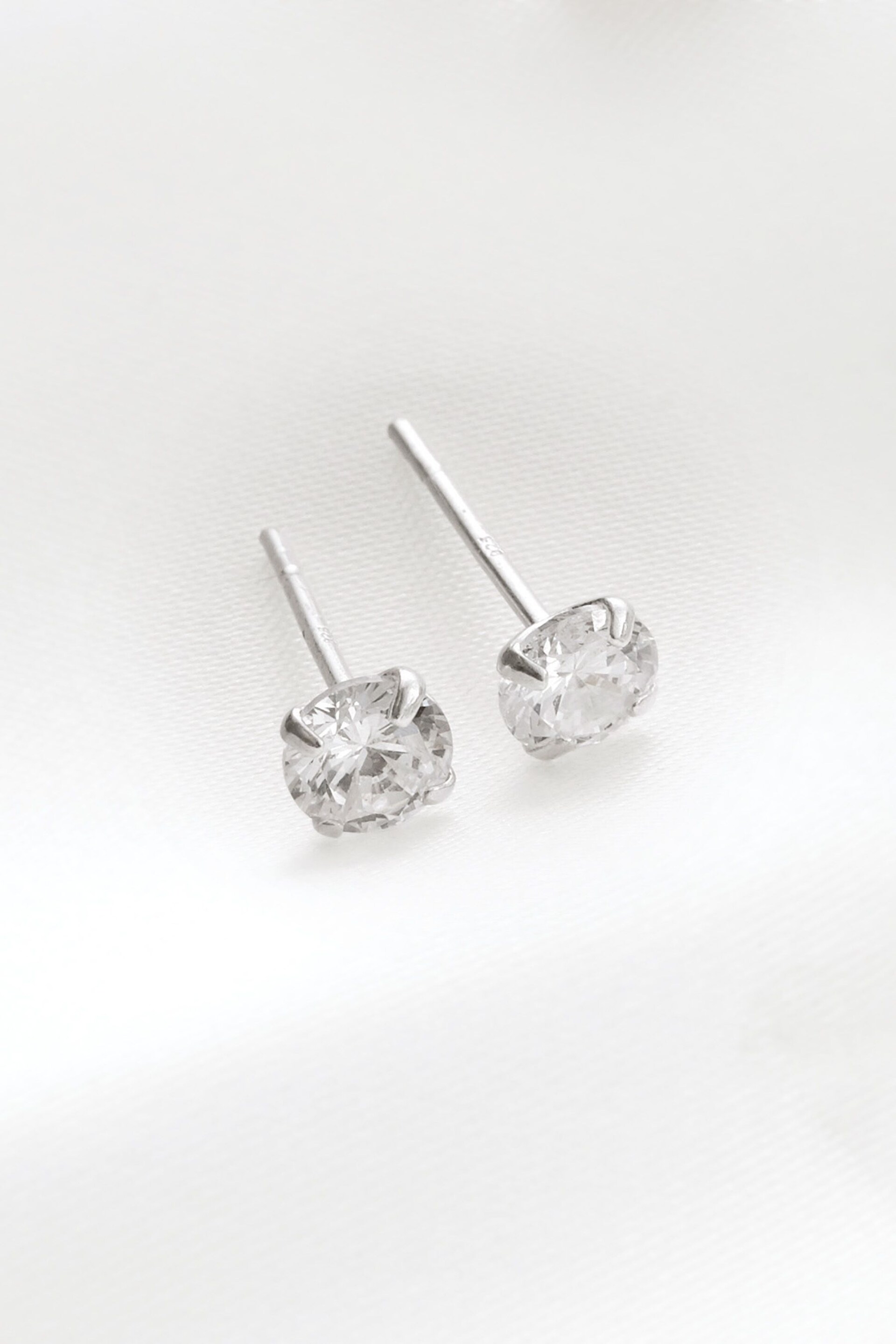 Sterling Silver Plated Cubic Zirconia Stud Earrings - Image 1 of 1