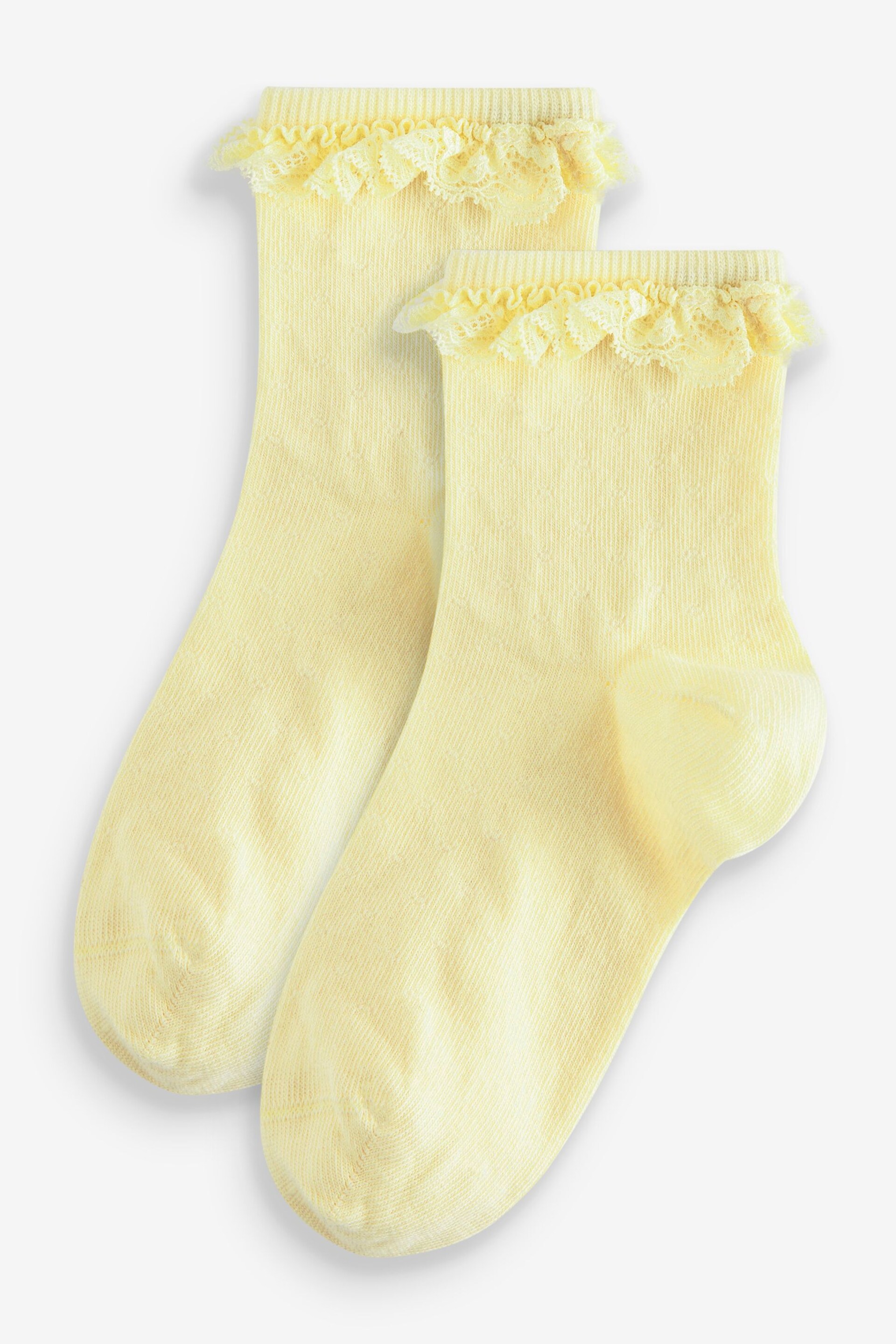 Yellow Cotton Rich Ruffle Ankle Socks 2 Pack - Image 1 of 3