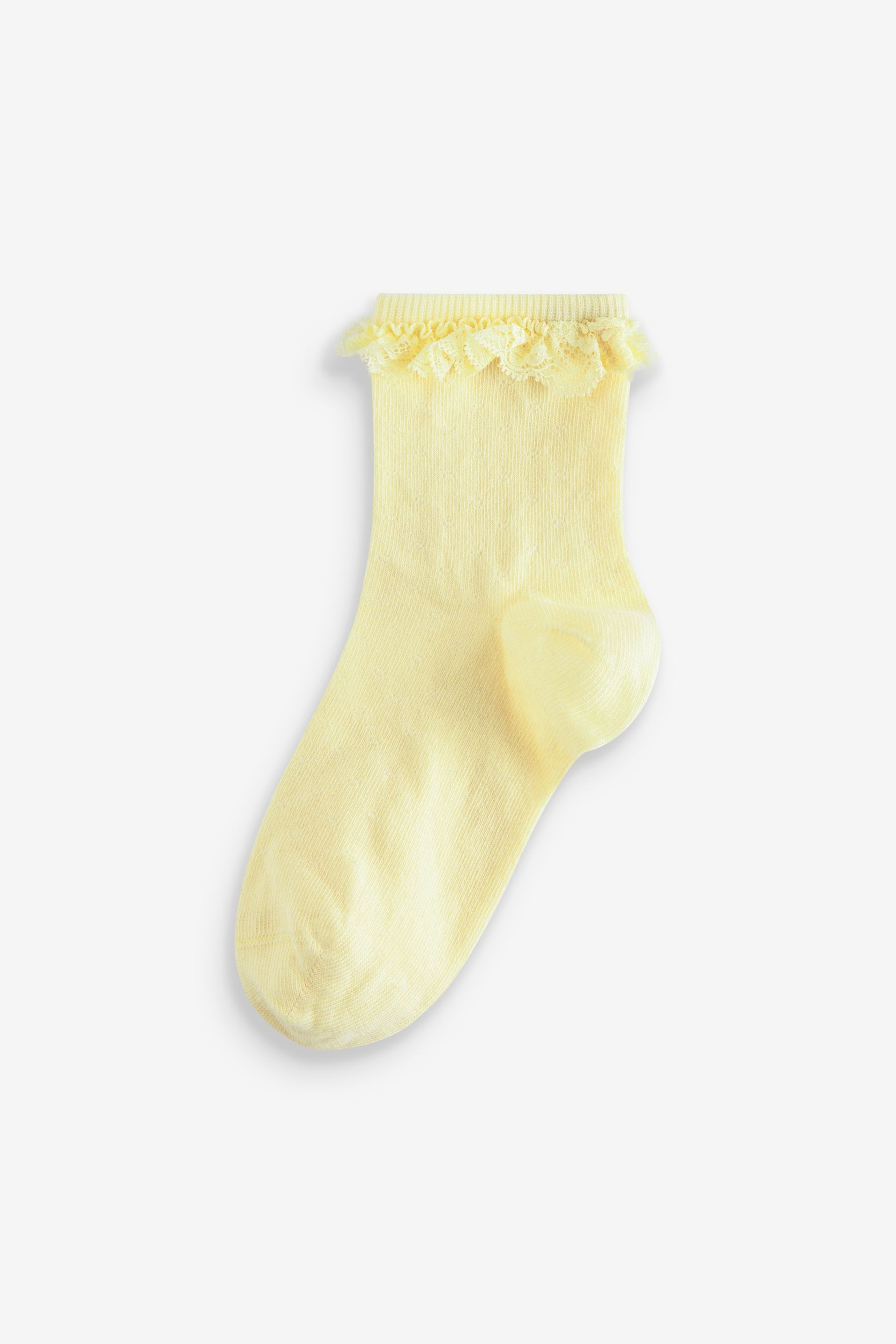 Yellow Cotton Rich Ruffle Ankle Socks 2 Pack - Image 2 of 3