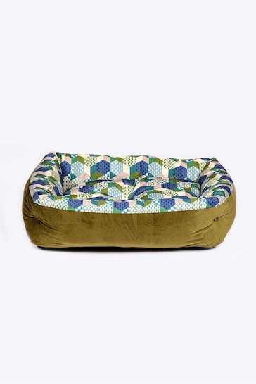 Laura Ashley Green Thistle Patchwork Lounger Dog Bed