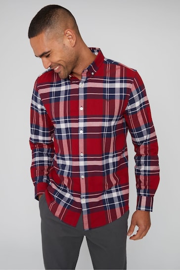 Threadbare Red Cotton Long Sleeve Check Shirt