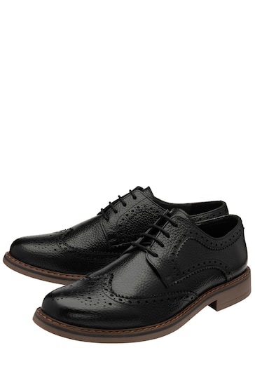 Frank Wright Black Mens Leather Lace-Up Brogues