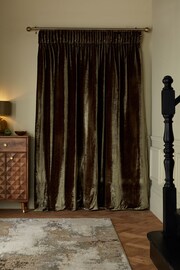 Olive Green Collection Luxe Heavyweight Plush Velvet Super Pencil Pleat Thermal Door Curtain - Image 2 of 6