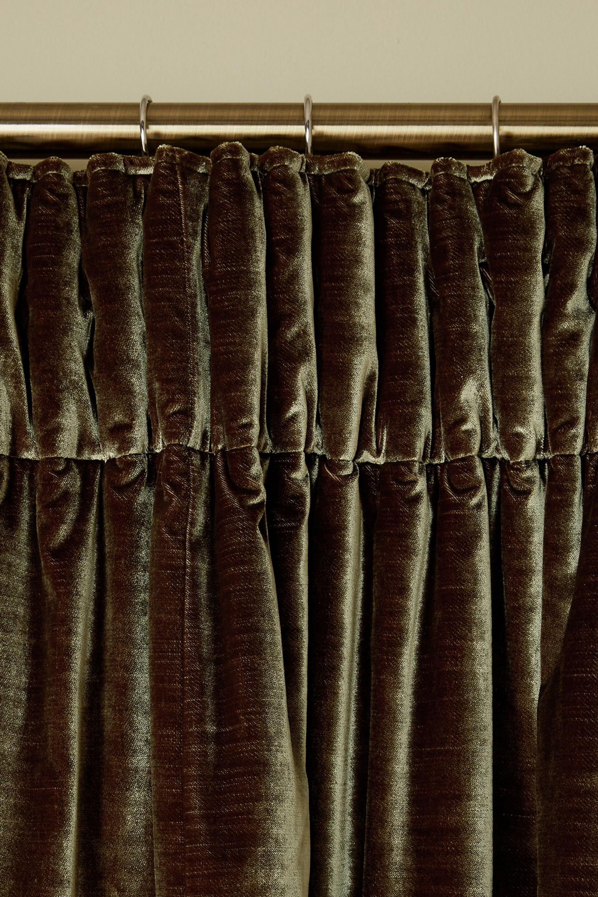 Olive Green Collection Luxe Heavyweight Plush Velvet Super Pencil Pleat Thermal Door Curtain - Image 3 of 6