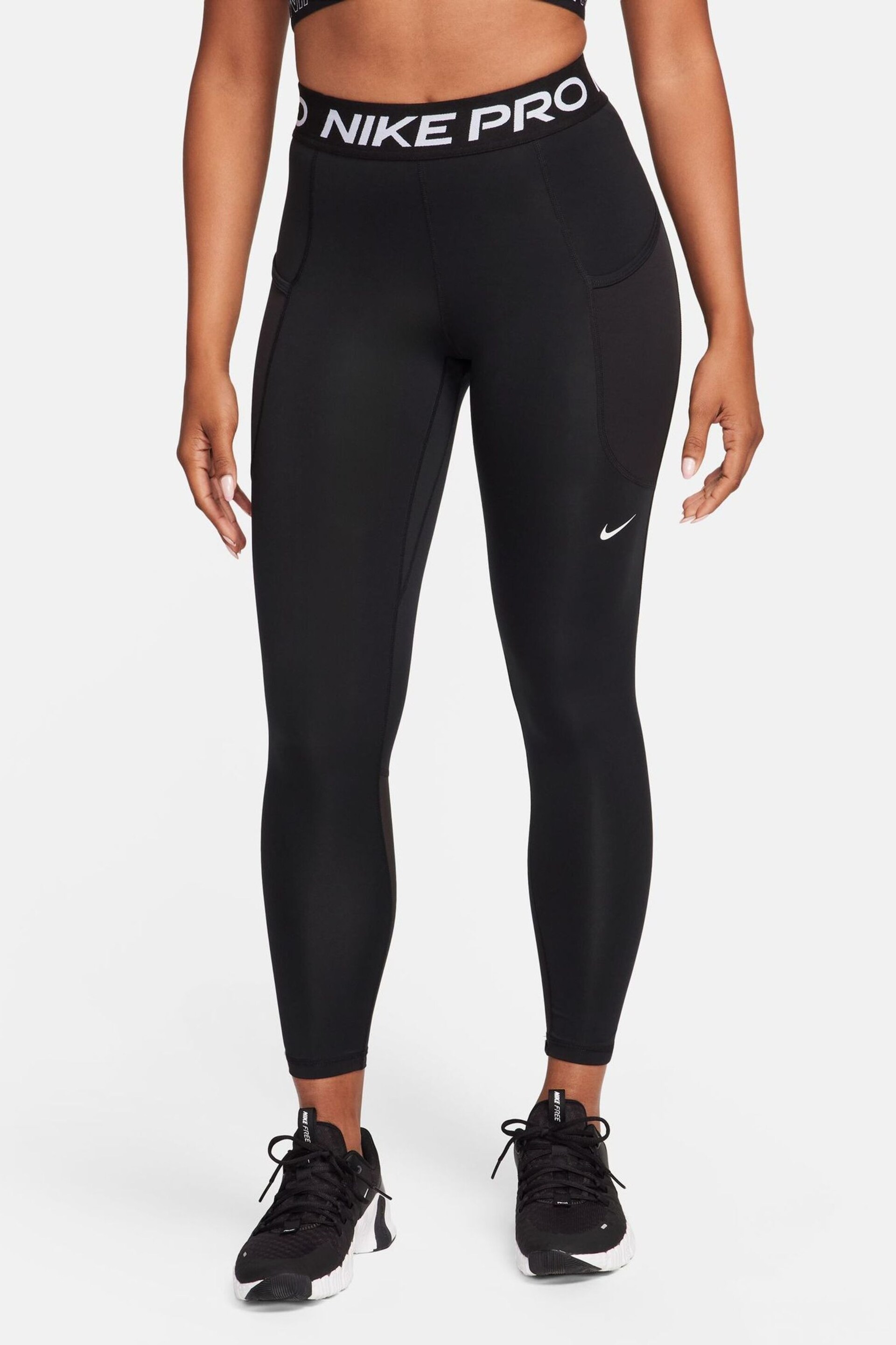 Nike Black Pro Dri-FIT 365 Mid-Rise 7/8 Leggings with Pockets - Image 1 of 7