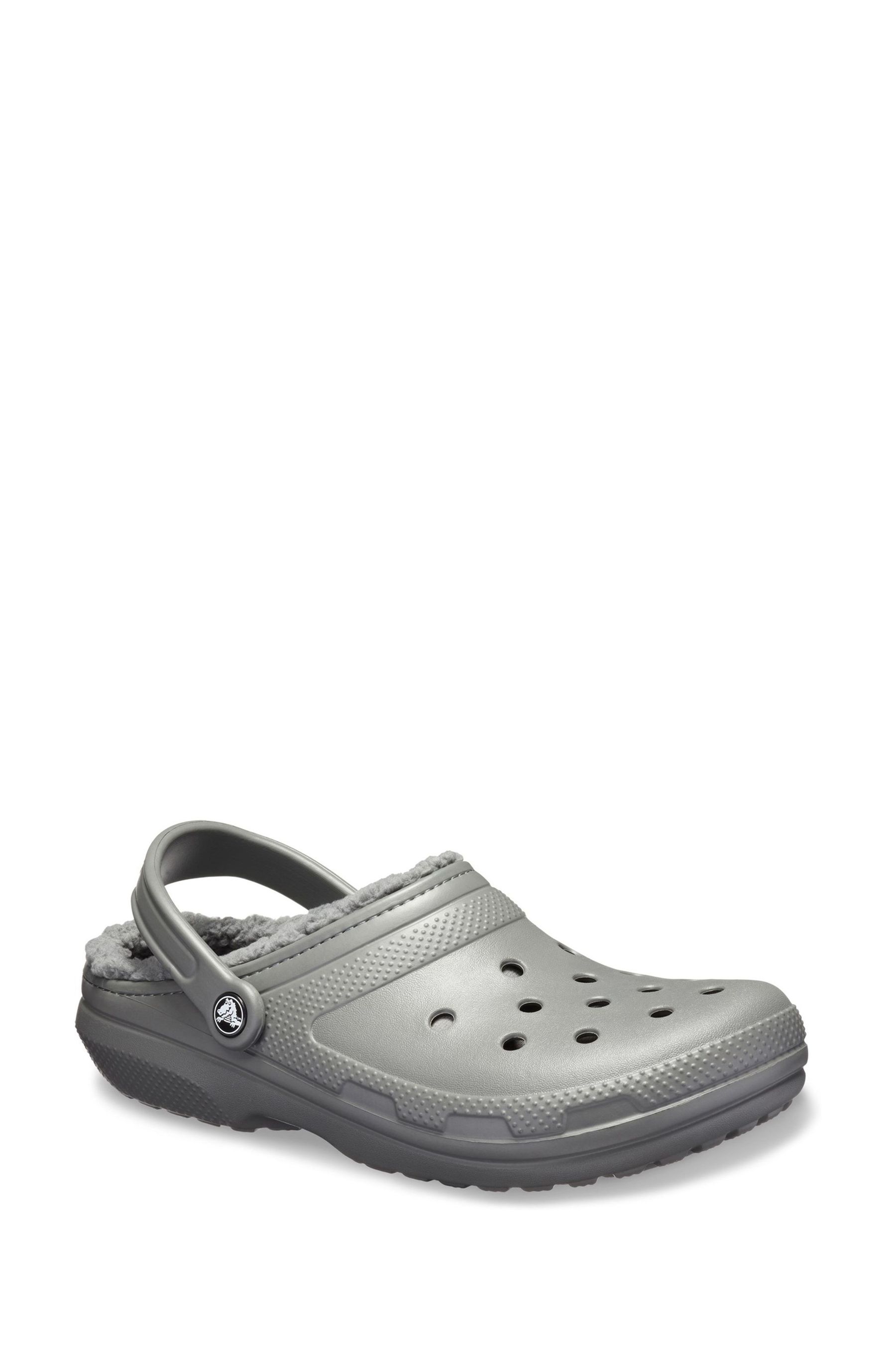 Grey fur crocs new arrivals