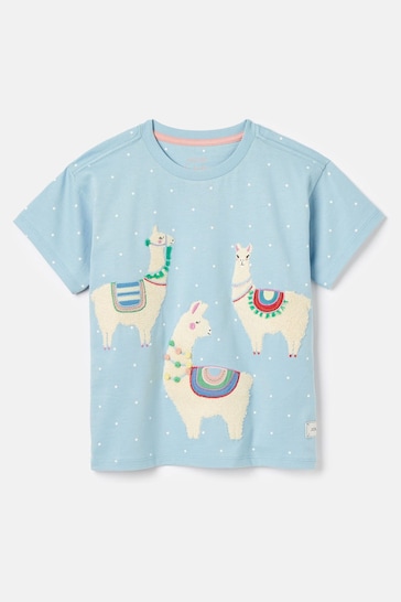Joules Astra Blue Llama Short Sleeve Artwork T-Shirt