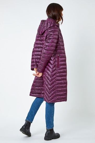 Roman Purple Longline Hooded Padded Coat