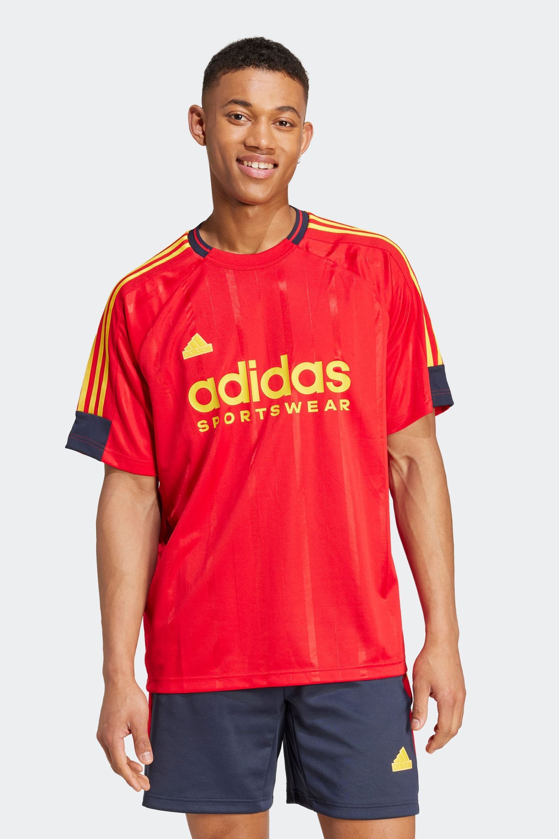 Red adidas tops discount