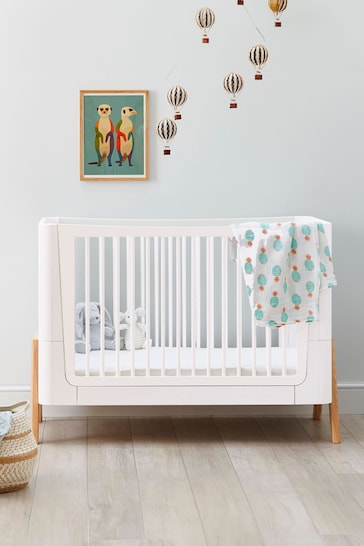 Gaia Baby Scandi White Hera Cot Bed And Bedside Crib Set
