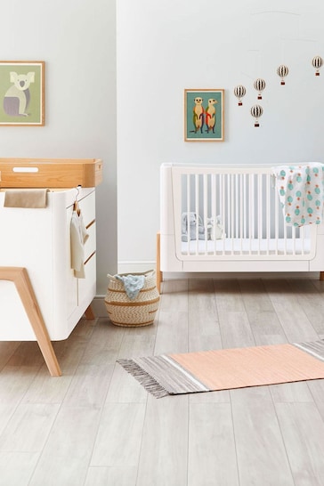 Gaia Baby Scandi White Hera Cot Bed And Bedside Crib Set