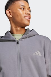 adidas Grey All Season Fleece Zip Up Hoodie - Image 4 of 7