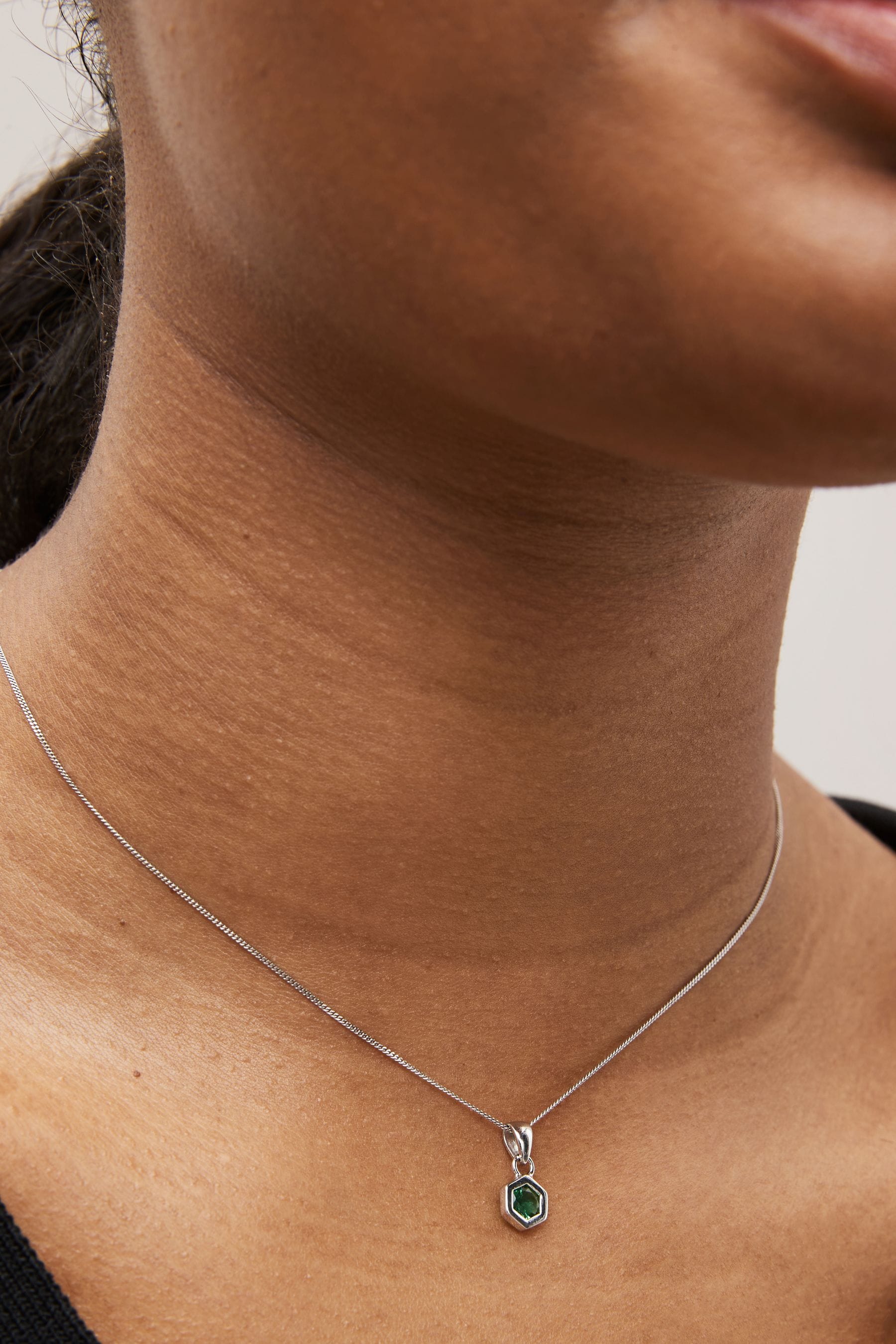Buy Sterling Silver Hexagon Birthstone Necklace from the Next UK online shop