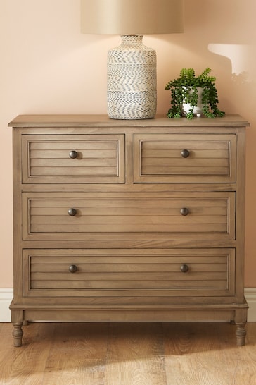 Pacific Taupe Brown Pine Wood Four Drawers Chest