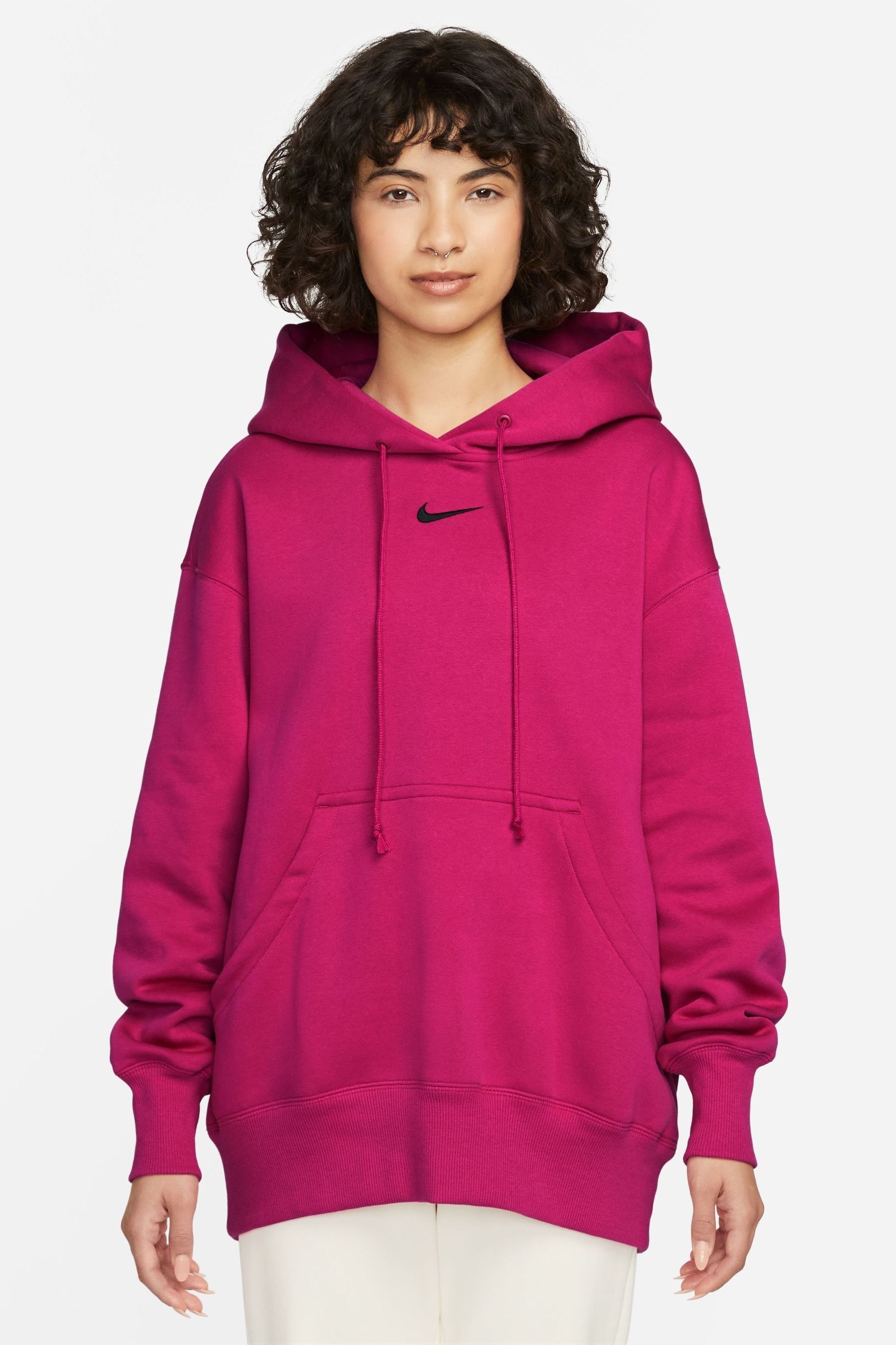 Buy Nike Fushsia Pink Oversized Mini Swoosh Hoodie from the Next