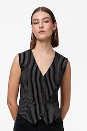 PIECES Black Pinstripe Tailored Waistcoat - Image 1 of 5