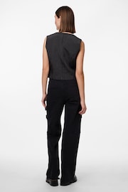 PIECES Black Pinstripe Tailored Waistcoat - Image 4 of 5