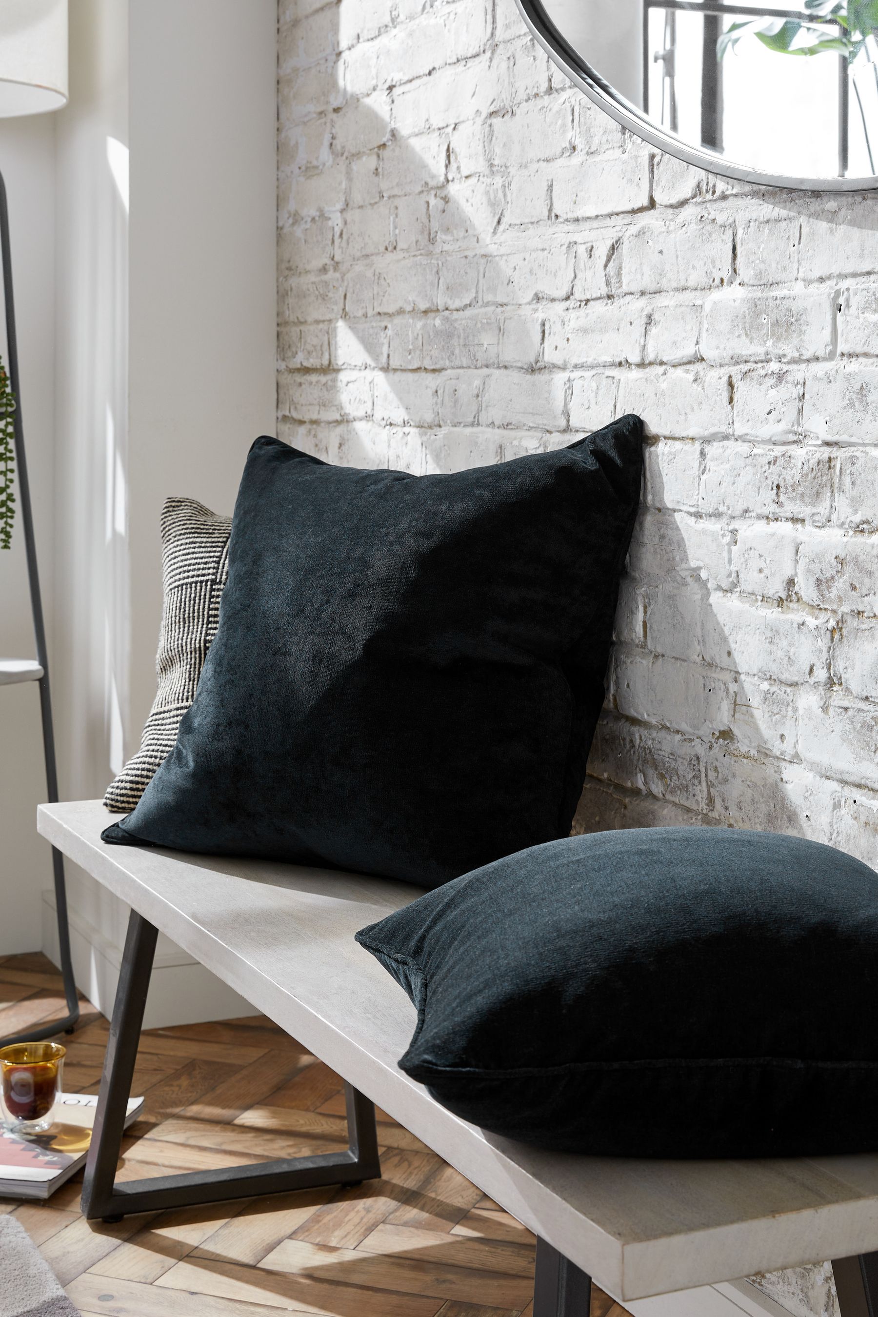 Black 45 x 45cm Soft Velour Cushion