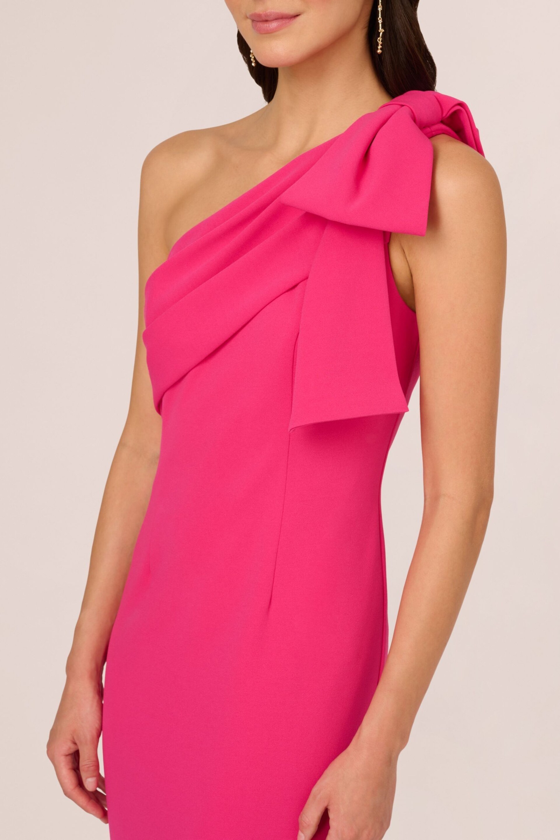 Adrianna Papell Pink Stretch Crepe Long Dress - Image 4 of 7