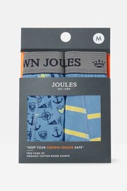 Joules Crown Blue Sail Cotton Boxer Briefs 2 Pack - Image 1 of 4