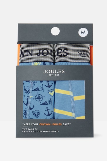 Joules Crown Joules Blue Sail Cotton Boxer Briefs (2 Pack)