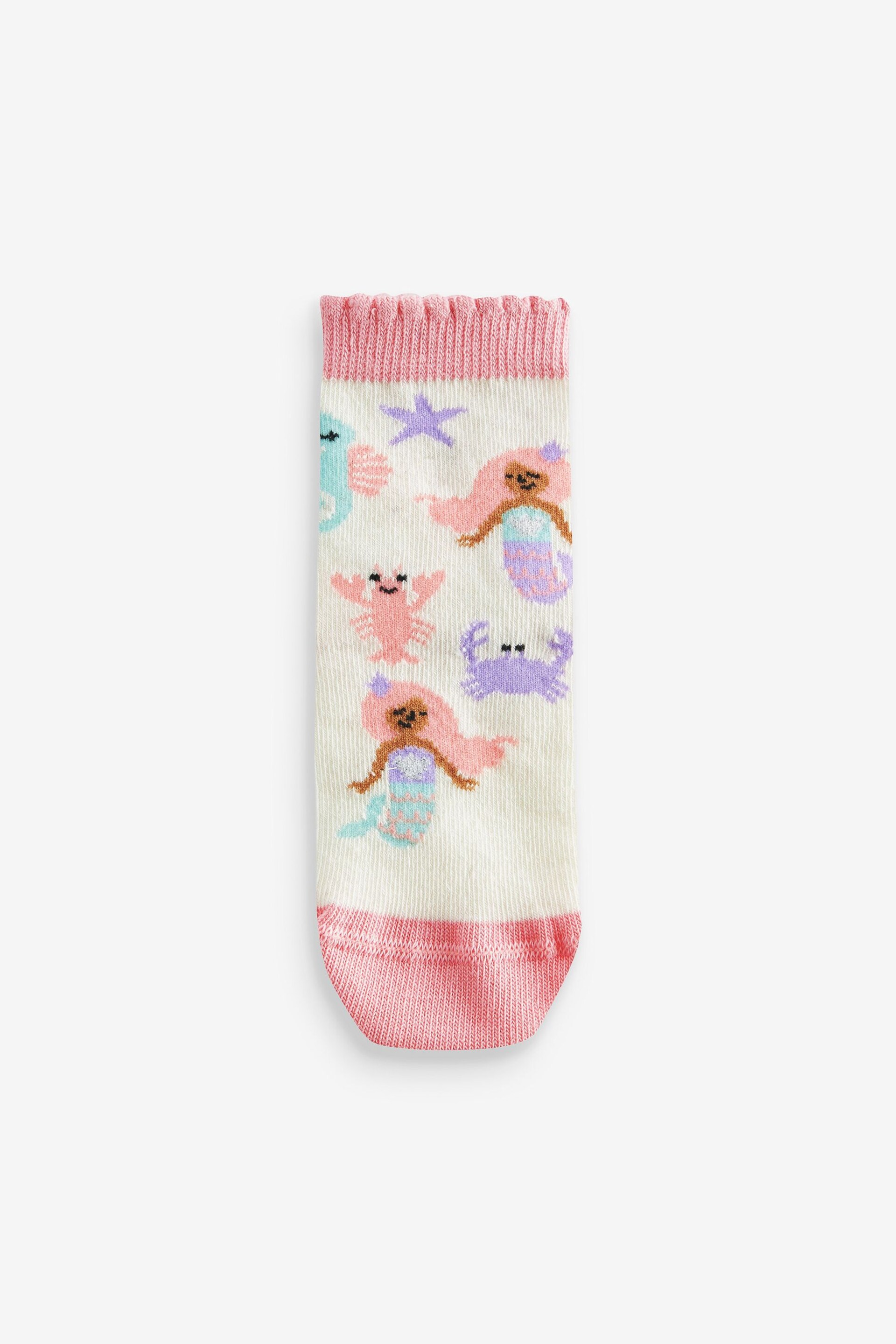 Pink/Grey 3 Pack Cotton Rich Mermaid Character Ankle Socks - Image 3 of 4