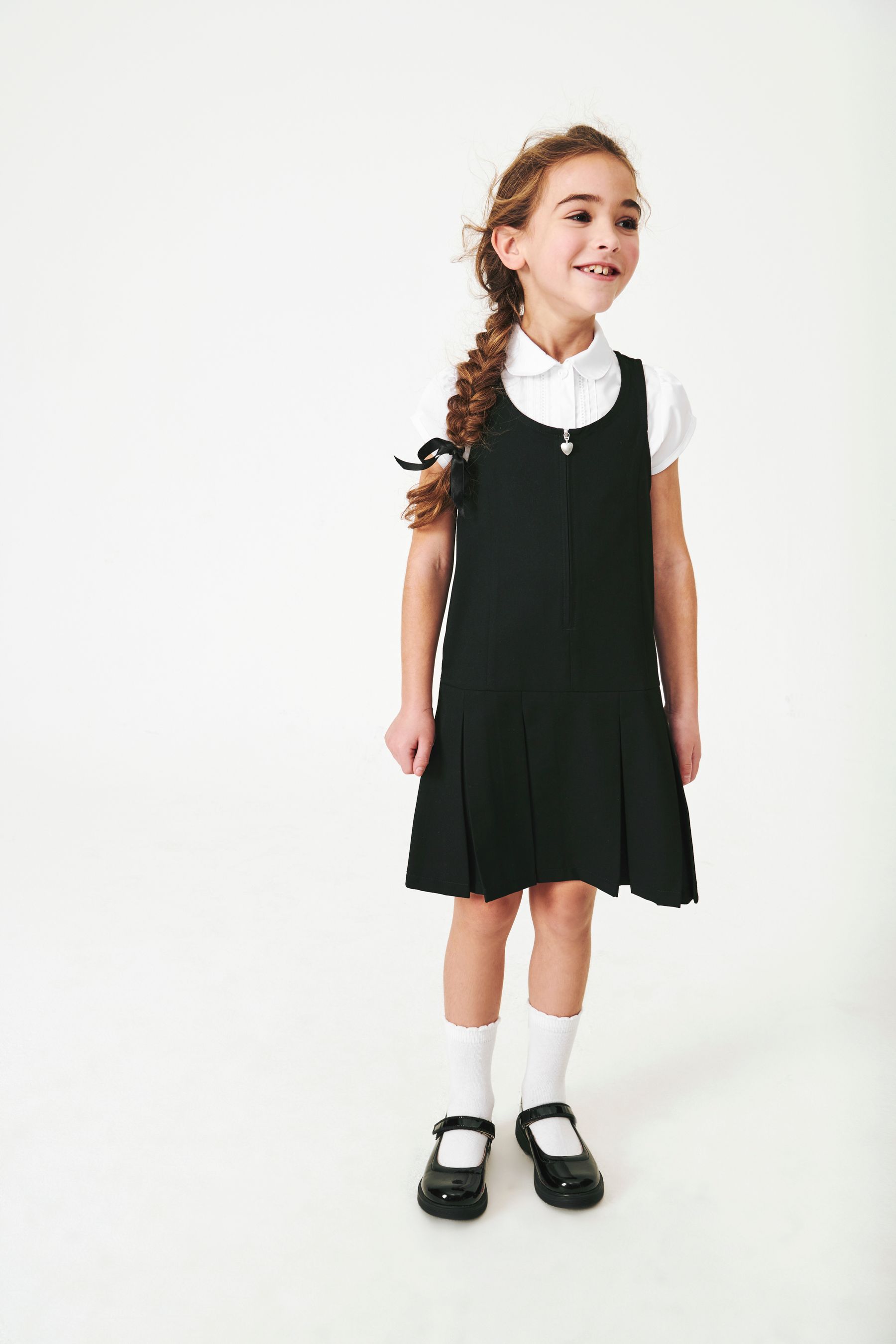 Black pinafore dress for school discount