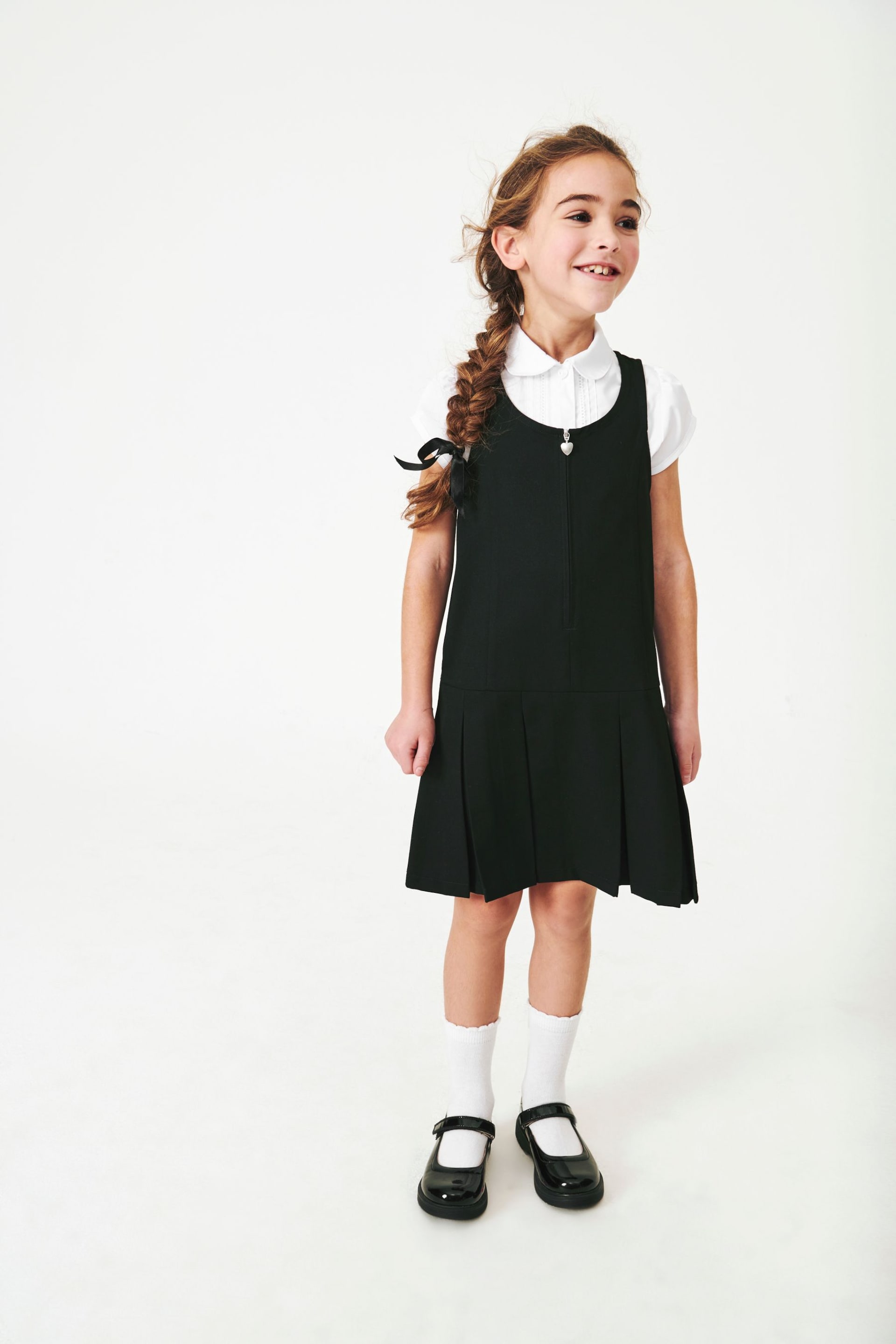 Black Regular Fit Zip Front School Pinafore (3-14yrs) - Image 1 of 8