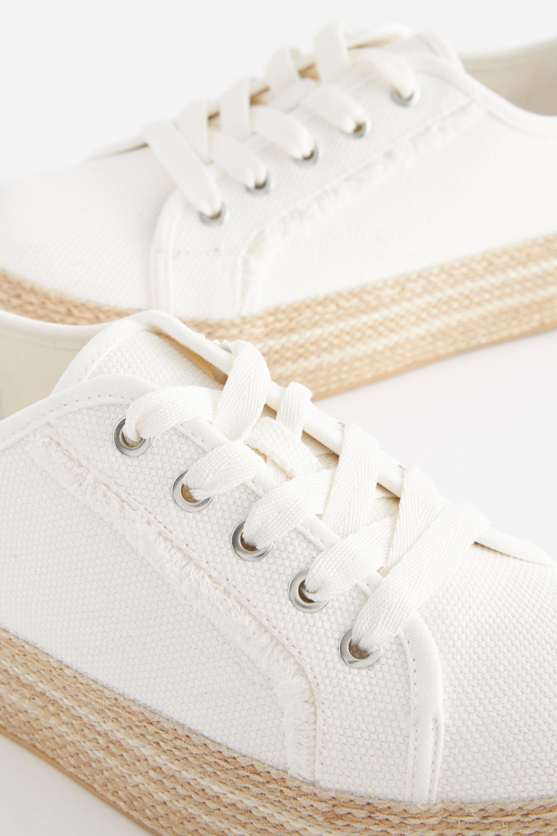 White canvas flatforms on sale