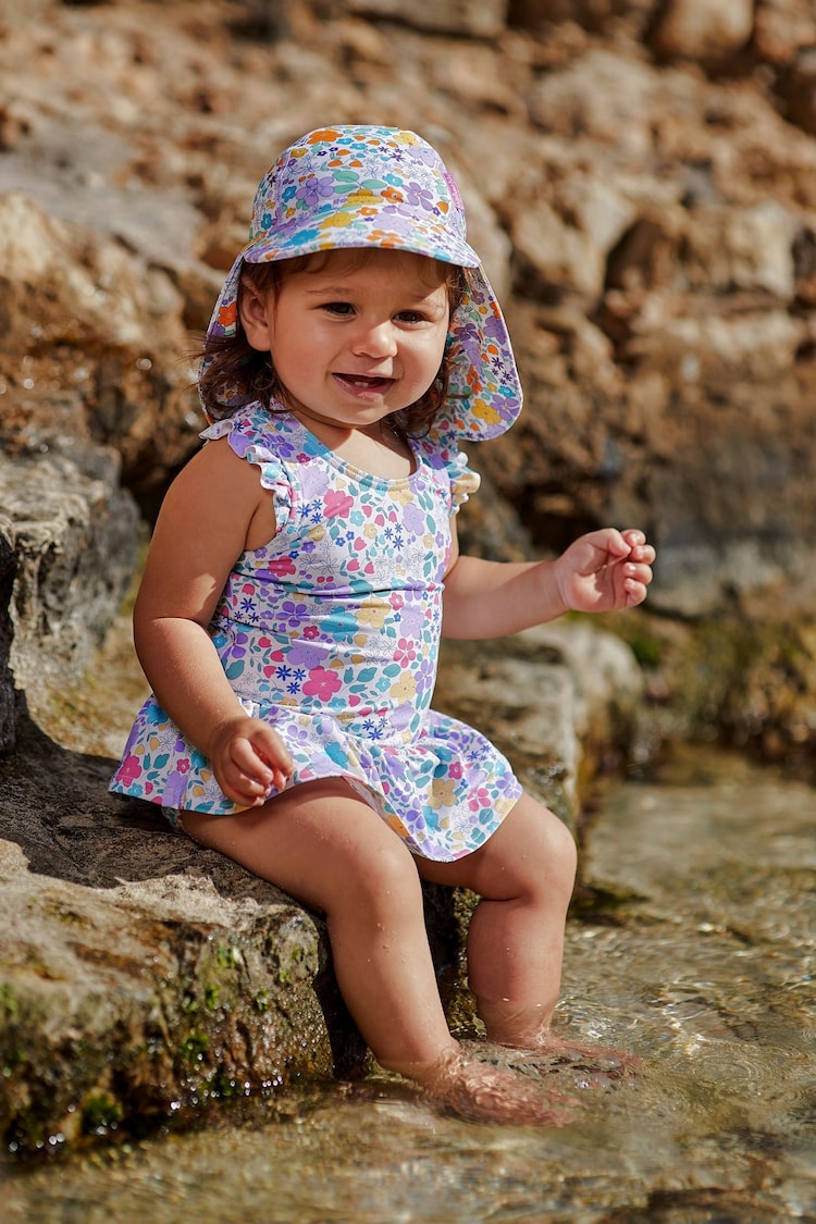 JoJo Maman Bébé Pastel Swimsuit With Integral Nappy - Image 1 of 5