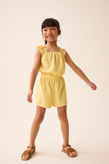 Yellow Textured Vest and Short Set (3-16yrs)
