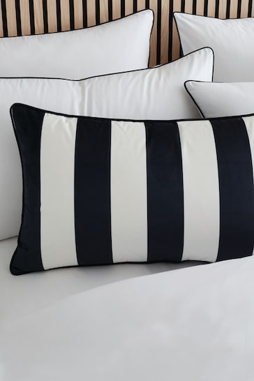 Style Sisters Black Monochrome Velvet Stripe Cushion