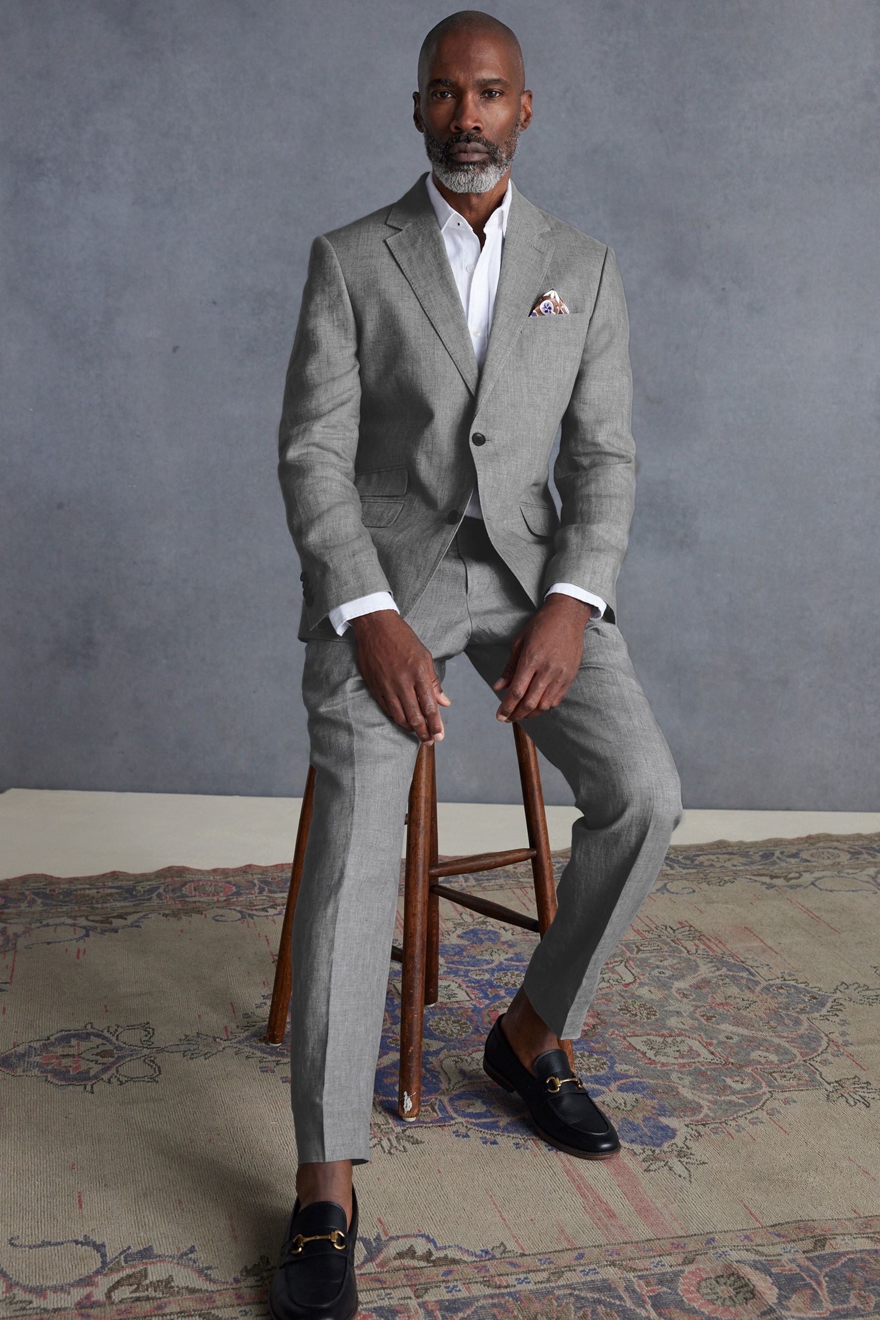Buy Light Grey Slim Fit Signature Leomaster Italian 100 Linen Suit Jacket from Next Luxembourg